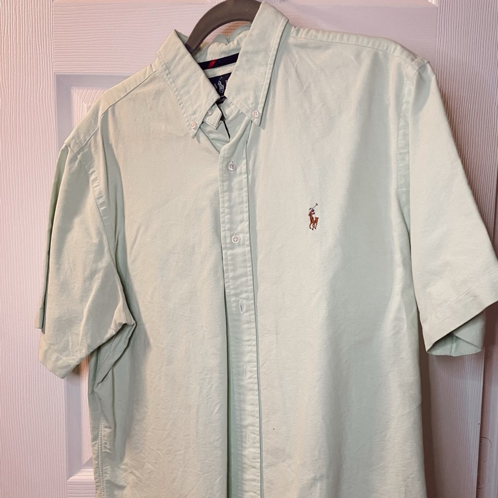 Polo Ralph Lauren Short Sleeve S/S Button Down, Light Green/Mint, Large